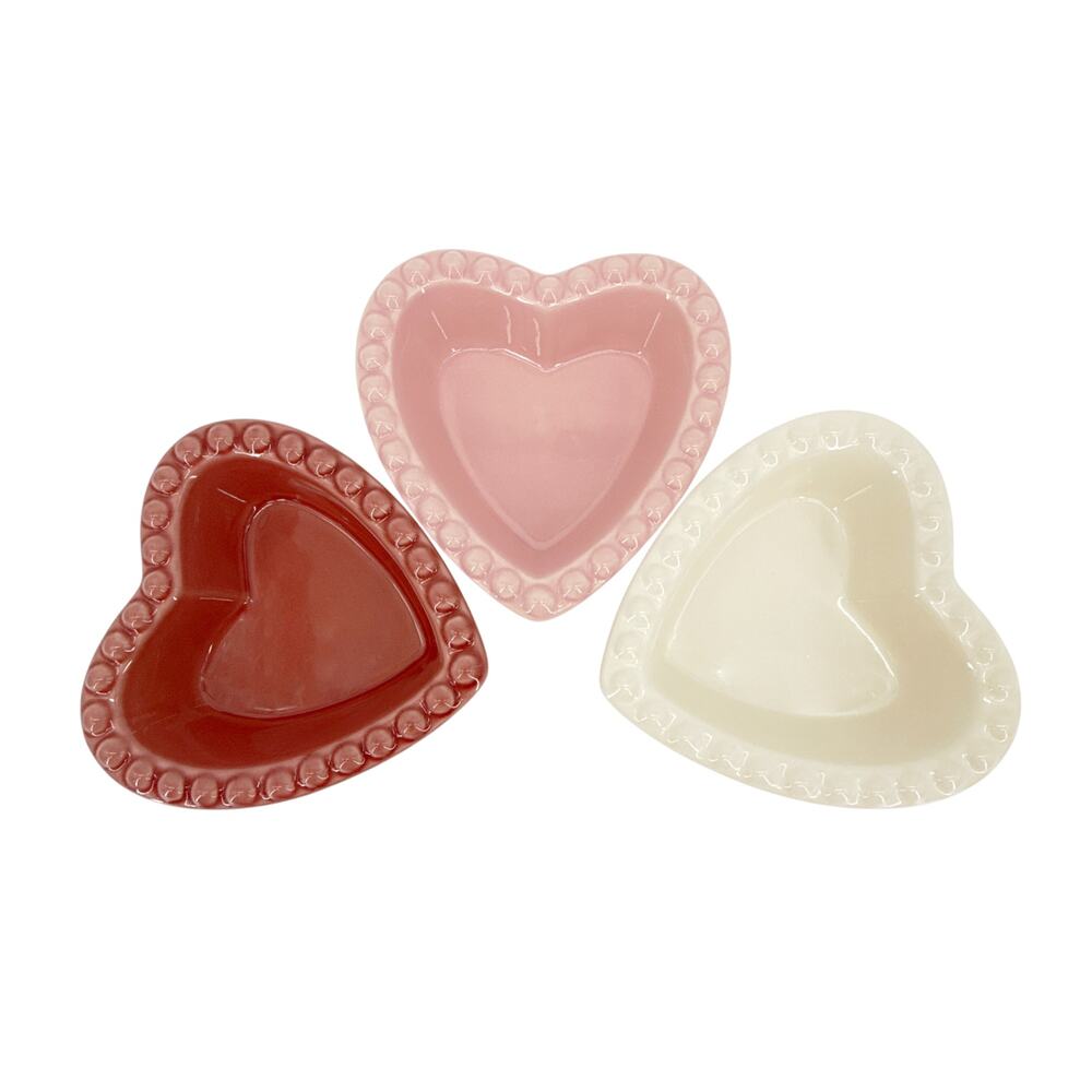 WILLIAMS-SONOMA Beaded Heart Shaped Ramekins Set of 3
